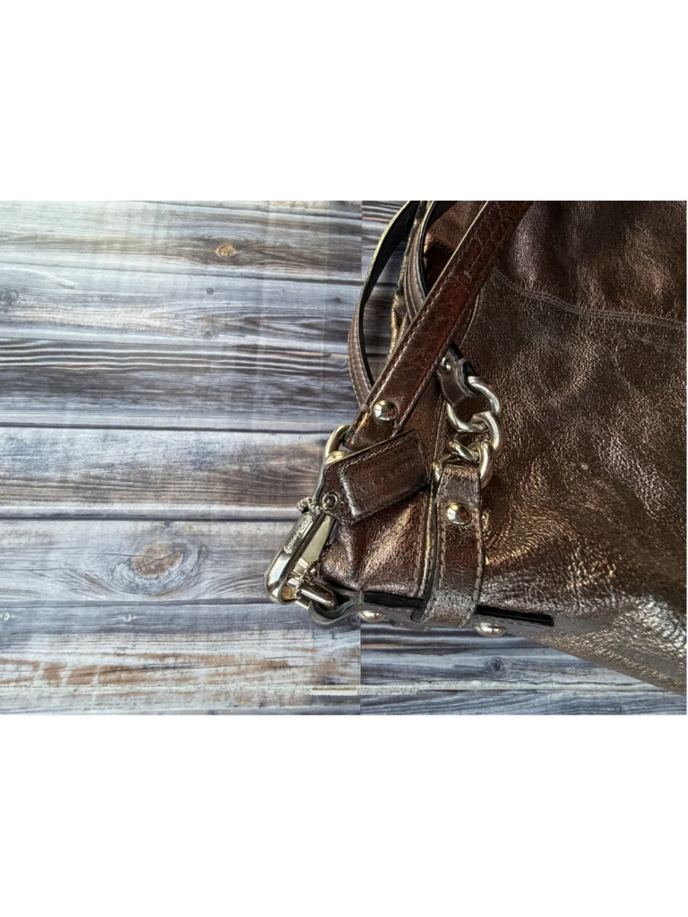 Vintage Coach Brooke F17165 Metallic Pewter Leather Hobo Shoulder Bag